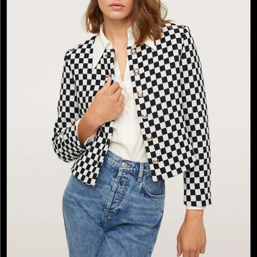 Mango Checked Texture Jacket - Picture 1 of 4